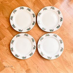 Vintage Alco Industries Holly and Berries Porcelain Christmas Dinner Plate Set